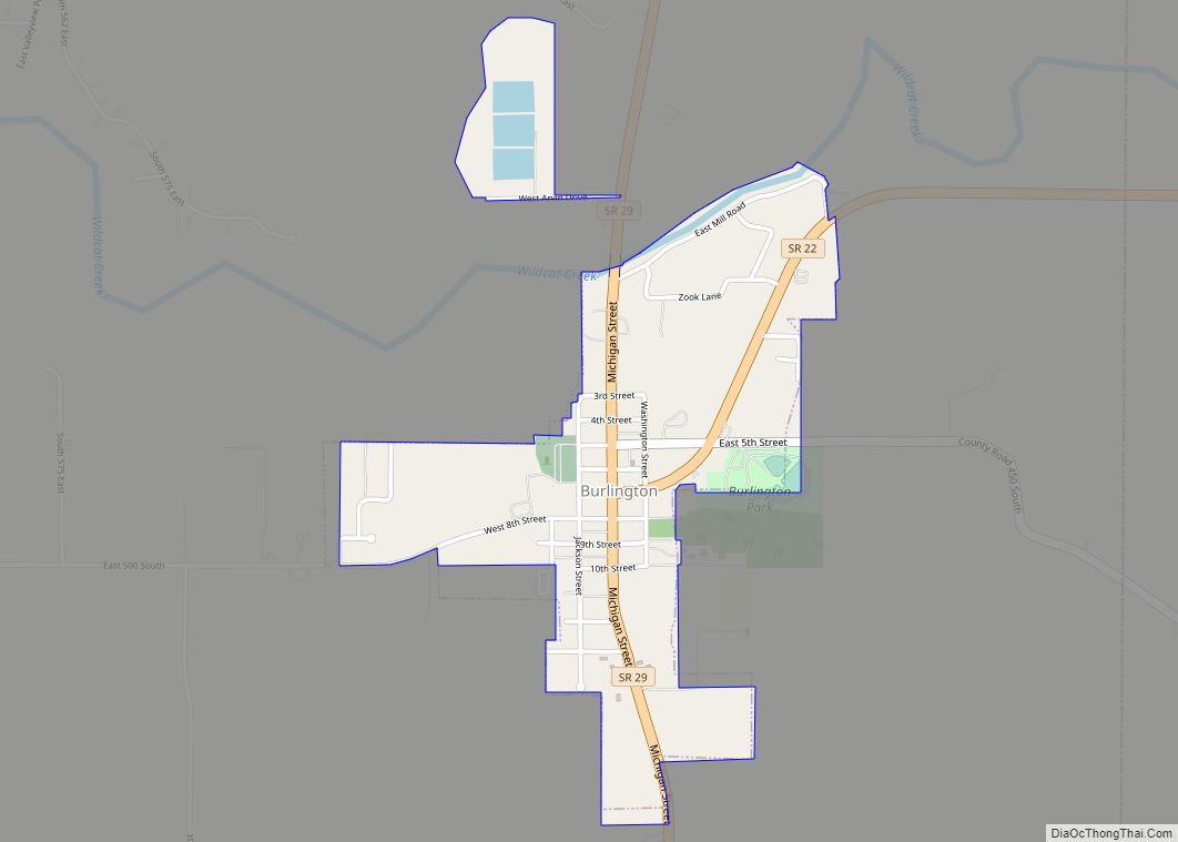 Map of Burlington town, Indiana