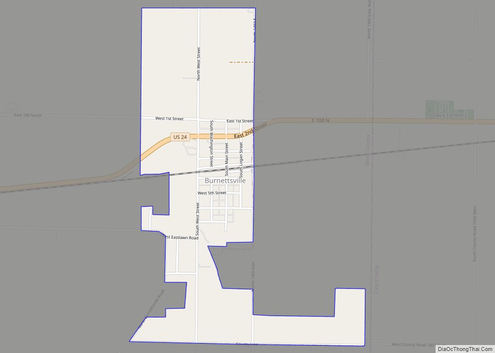 Map of Burnettsville town