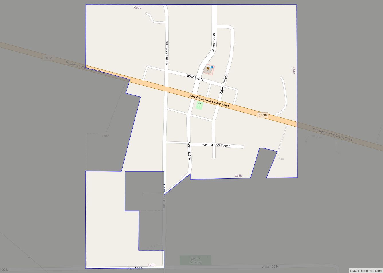 Map of Cadiz town, Indiana