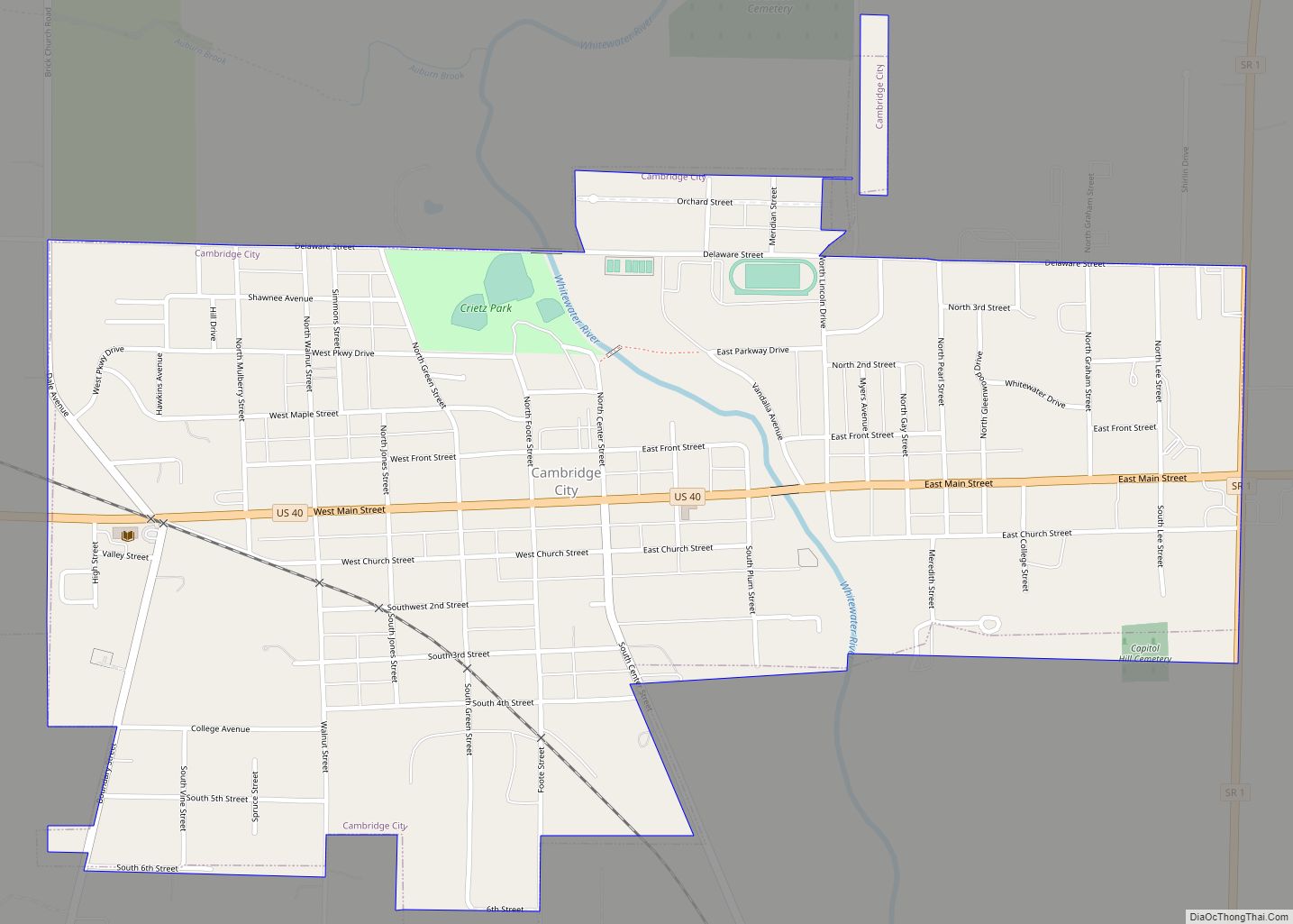 Map of Cambridge City town