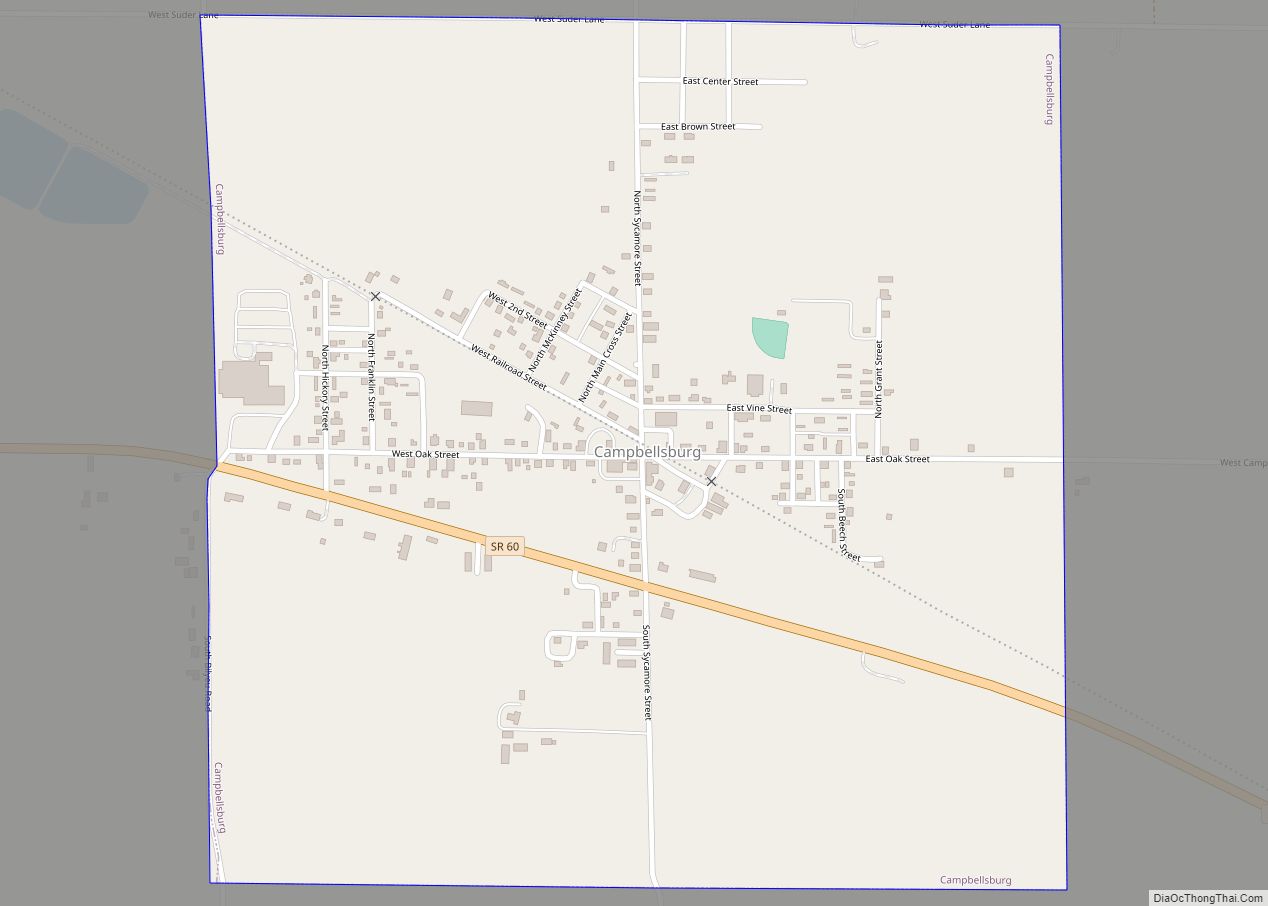 Map of Campbellsburg town, Indiana