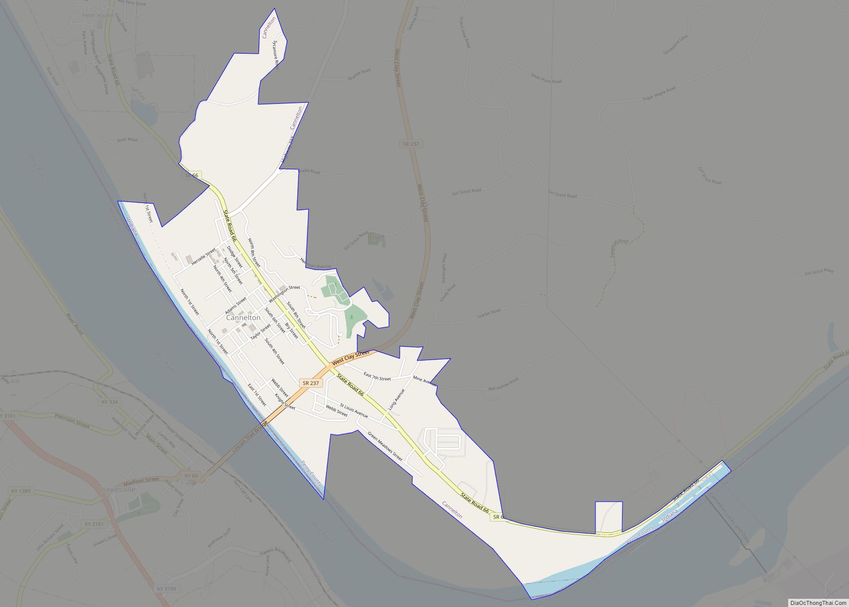 Map of Cannelton city