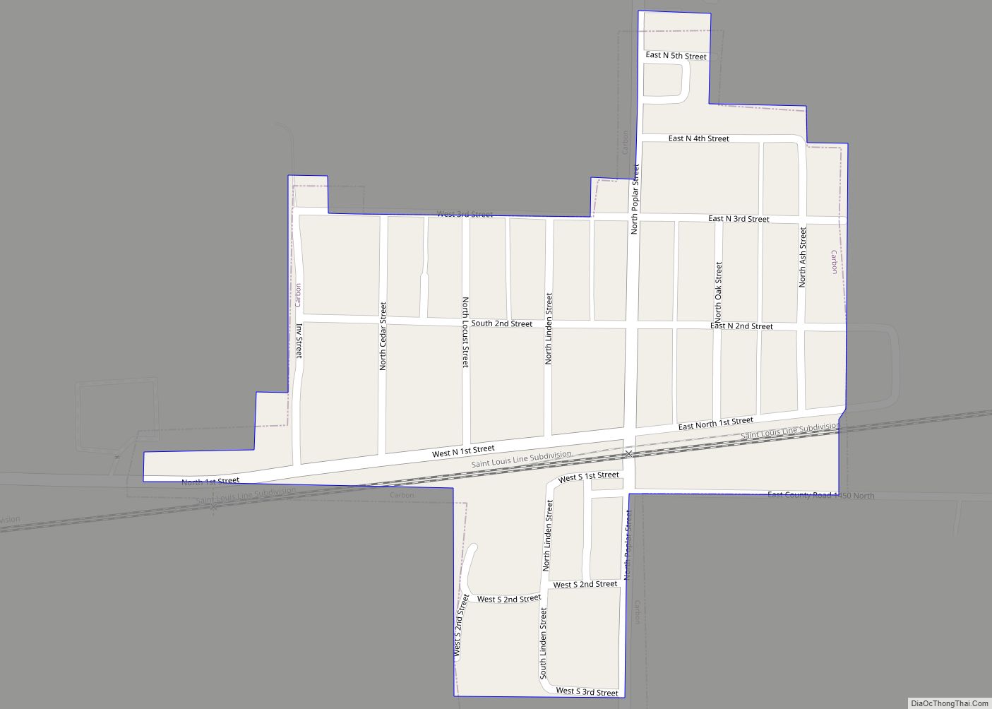 Map of Carbon town, Indiana