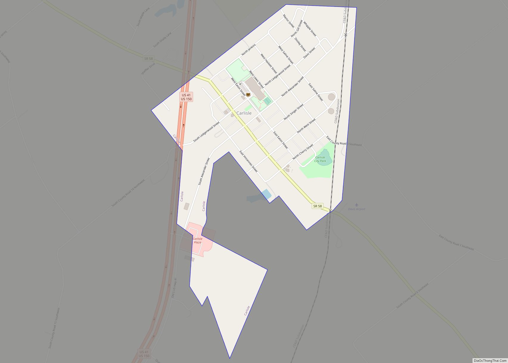 Map of Carlisle town, Indiana