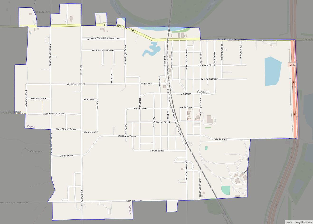 Map of Cayuga town, Indiana