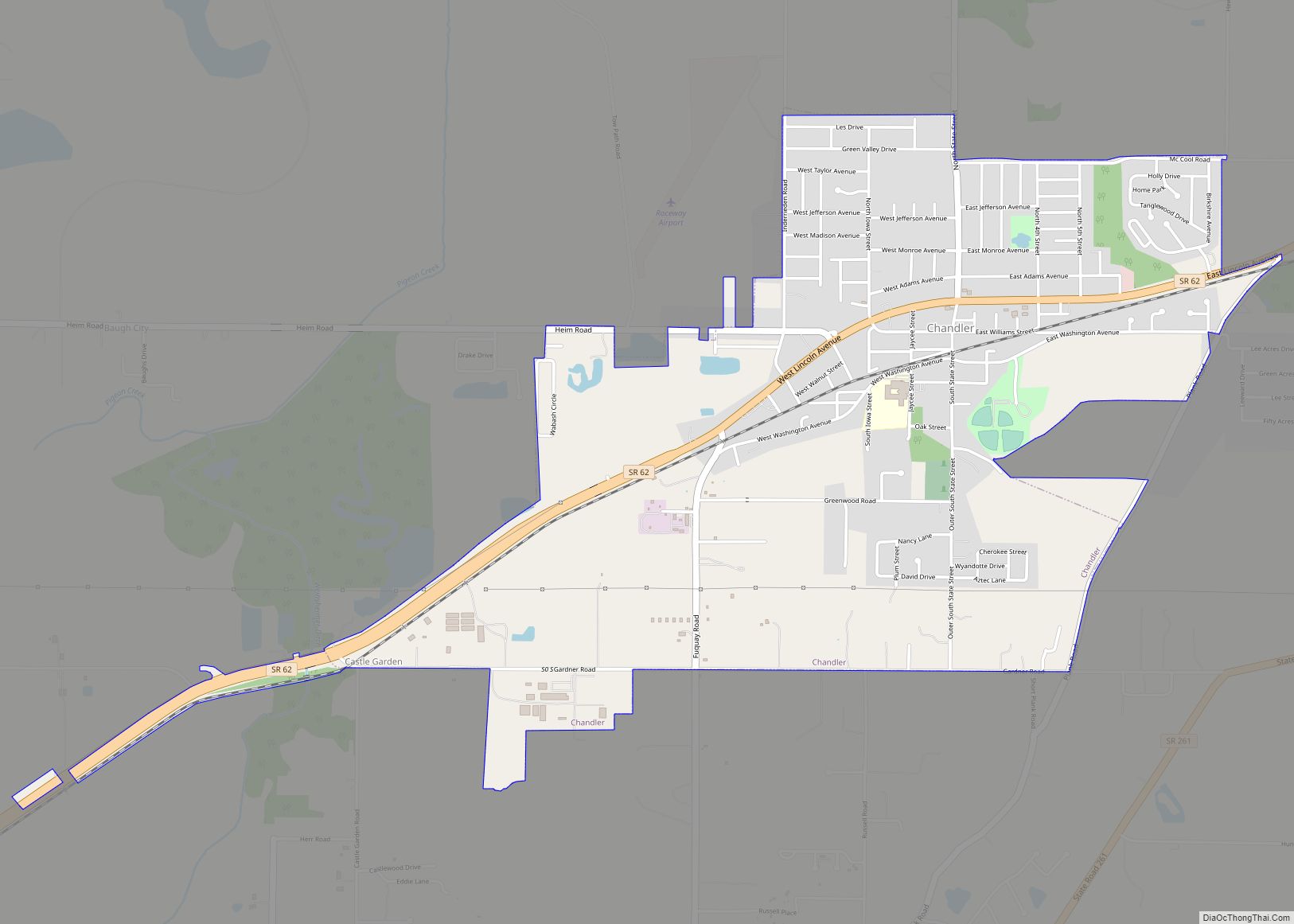 Map of Chandler town, Indiana