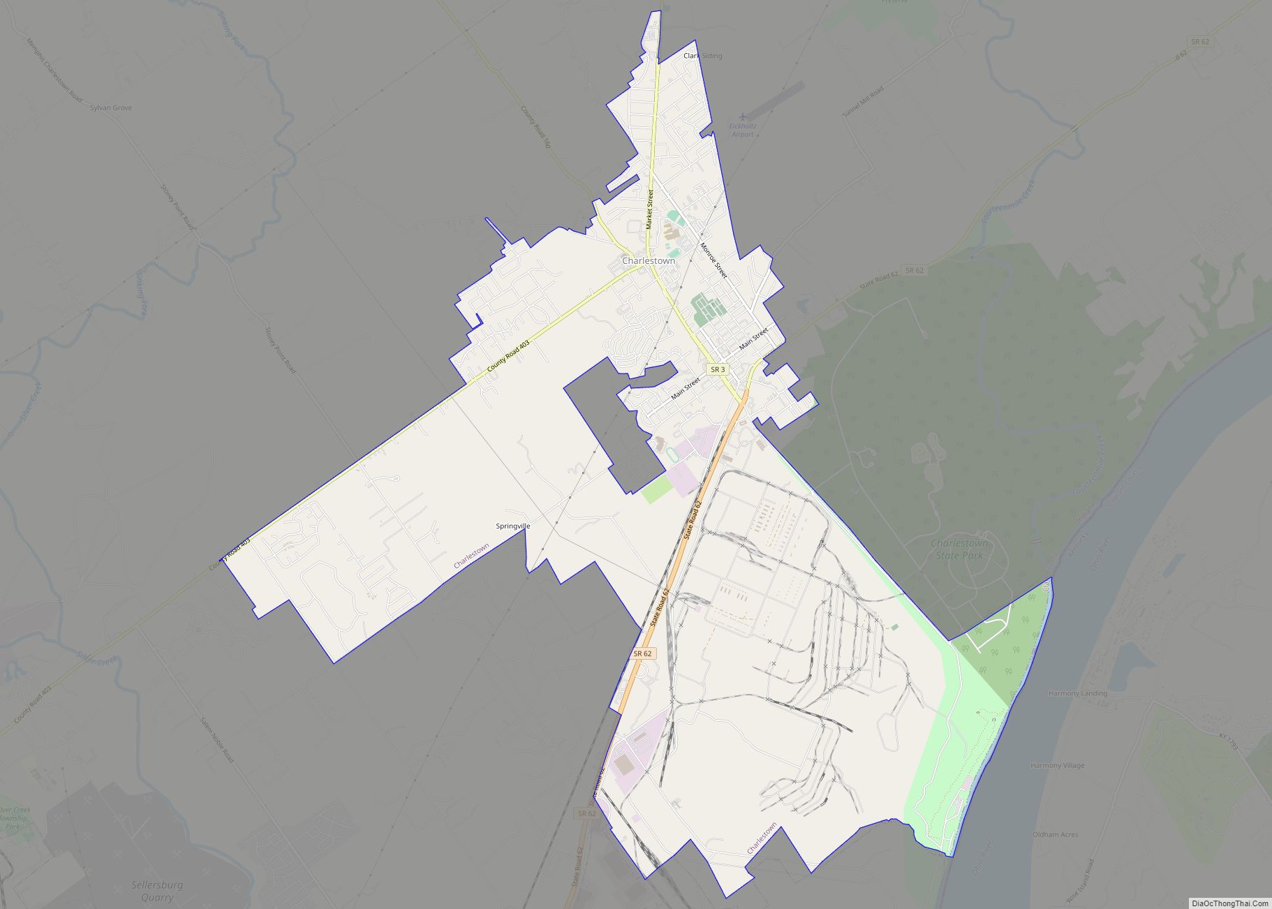 Map of Charlestown city, Indiana