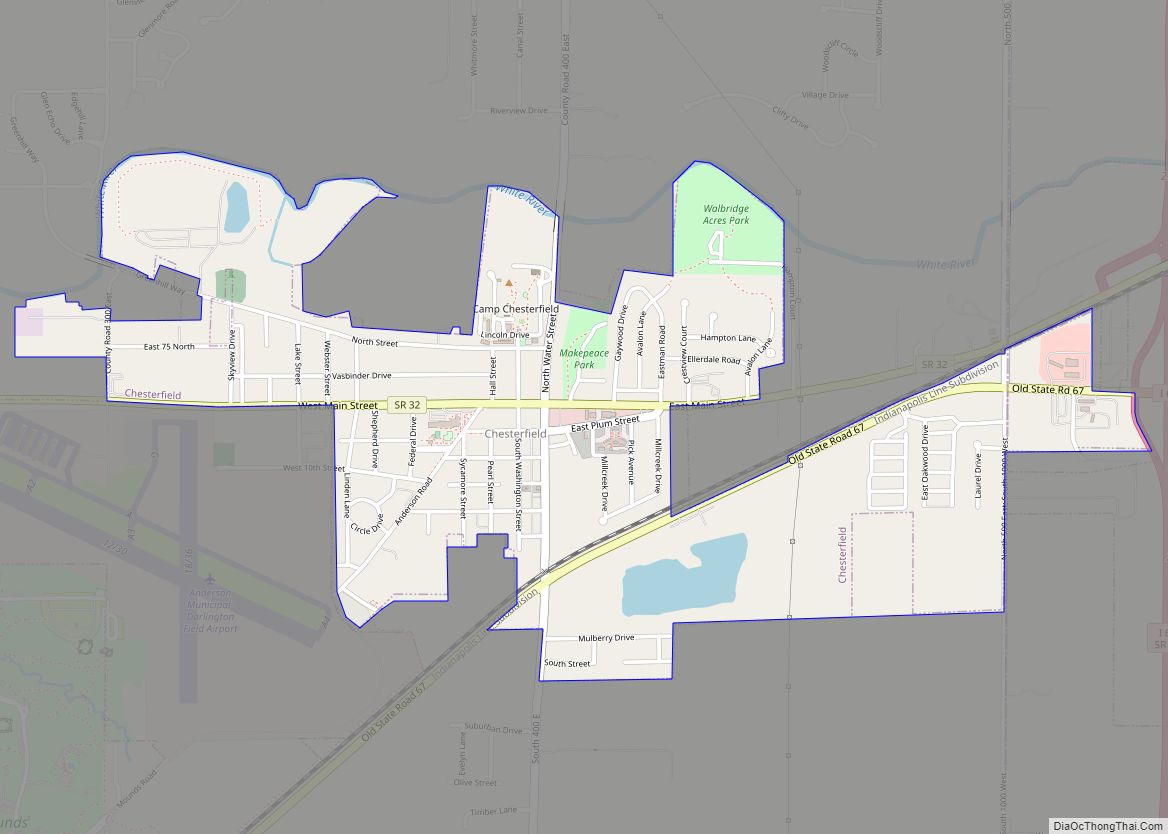 Map of Chesterfield town, Indiana