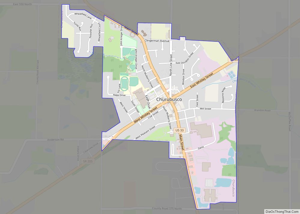 Map of Churubusco town