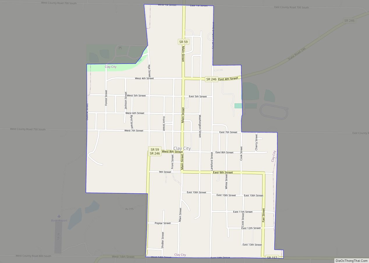 Map of Clay City town, Indiana