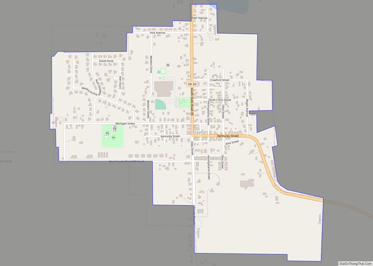 Map of Clayton town, Indiana