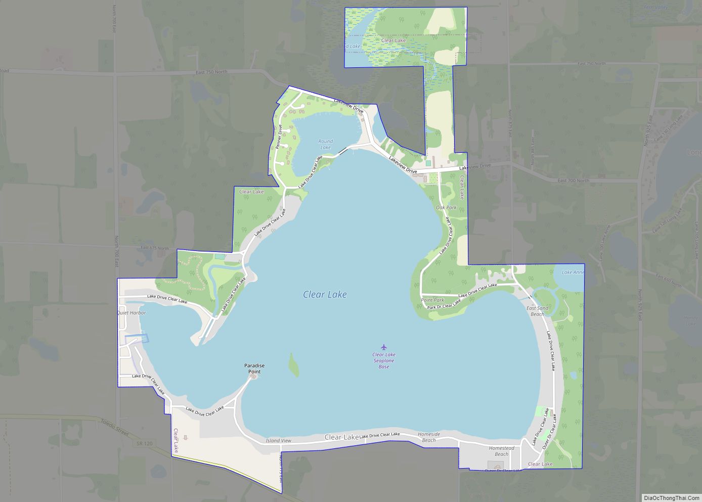 Map of Clear Lake town, Indiana