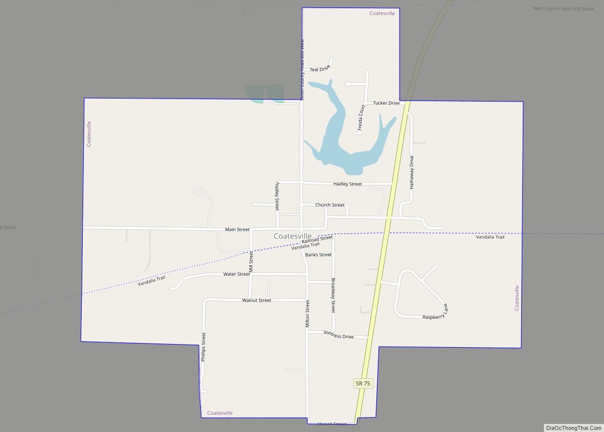 Map of Coatesville town, Indiana