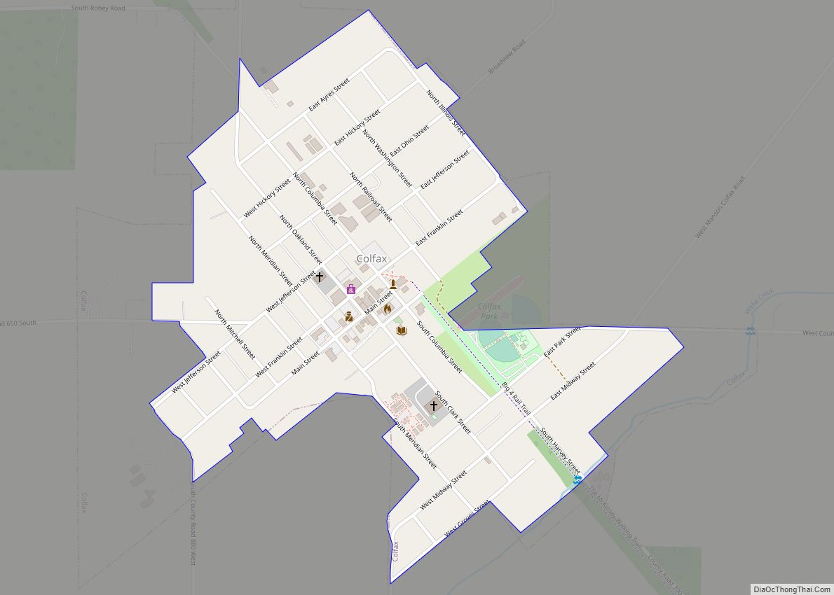 Map of Colfax town, Indiana