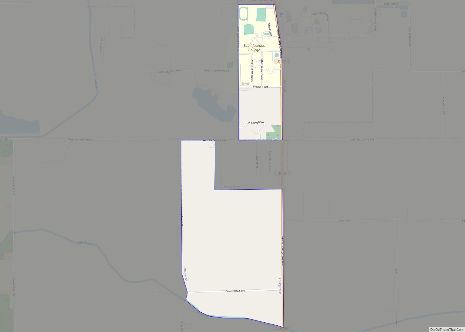 Map of Collegeville CDP, Indiana