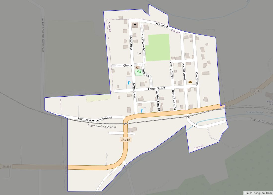 Map of Crandall town, Indiana