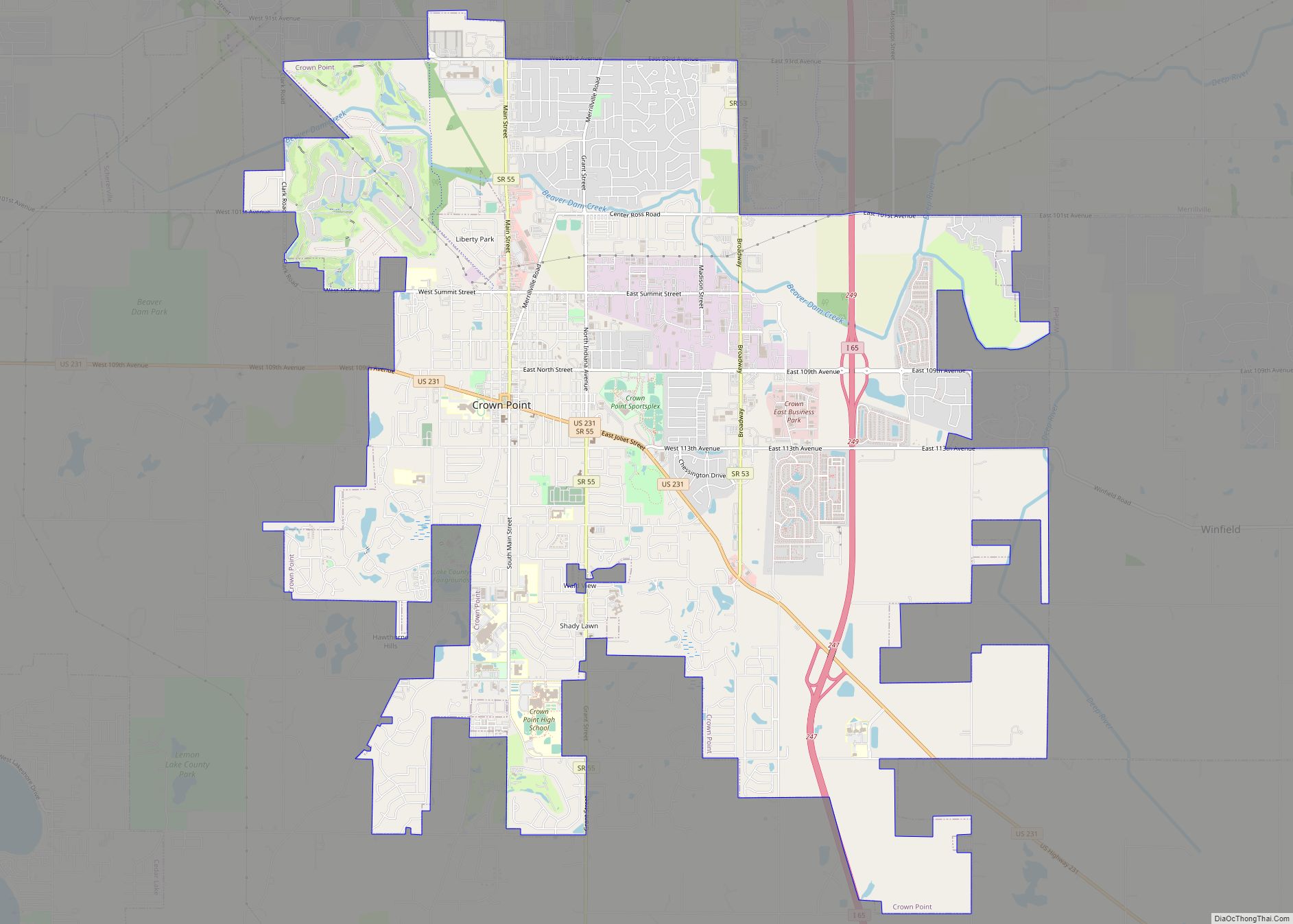 Map of Crown Point city, Indiana