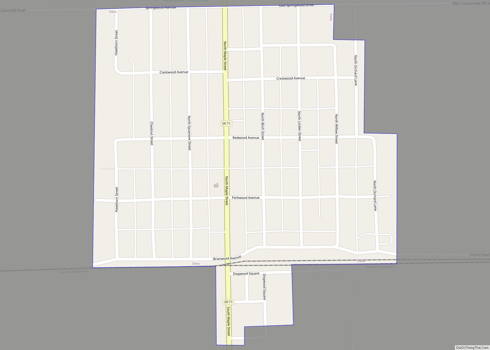 Map of Dana town, Indiana