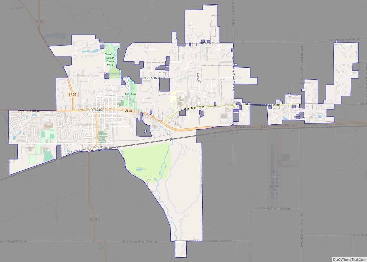 Map of Danville town, Indiana