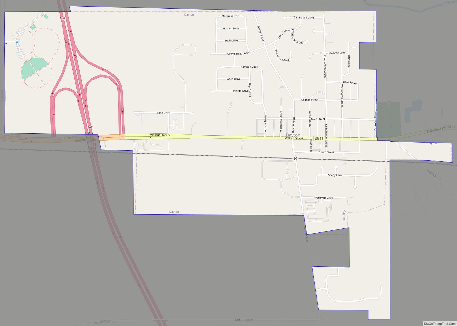 Map of Dayton town, Indiana