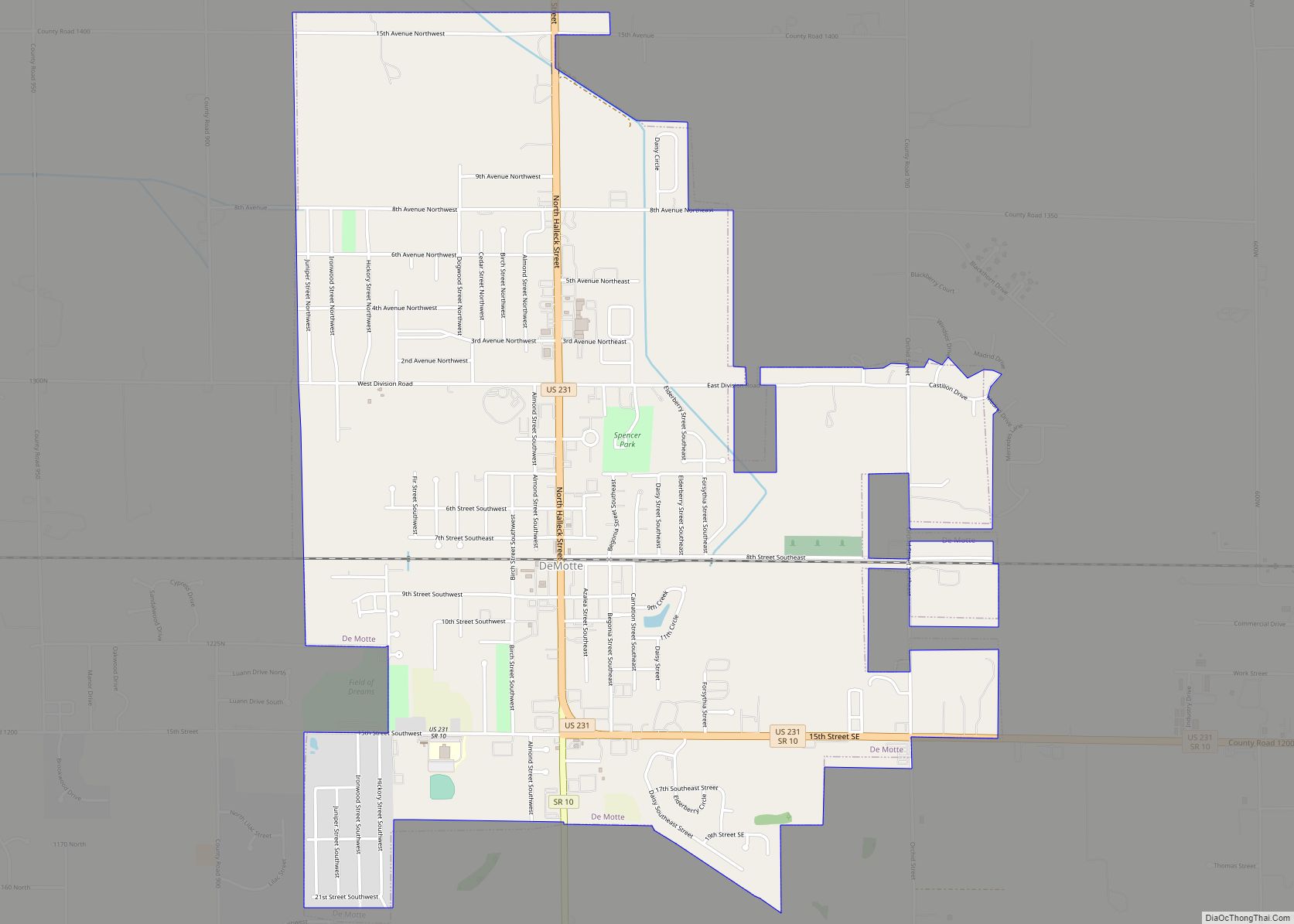 Map of De Motte town