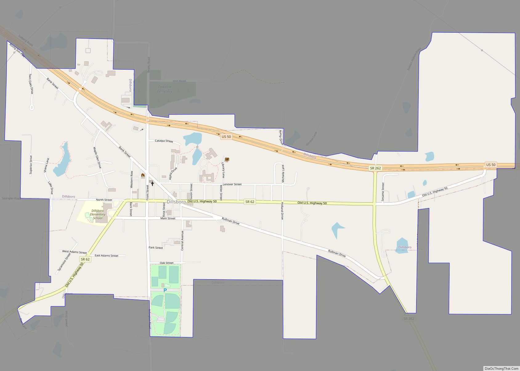 Map of Dillsboro town, Indiana