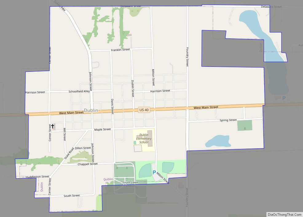 Map of Dublin town, Indiana