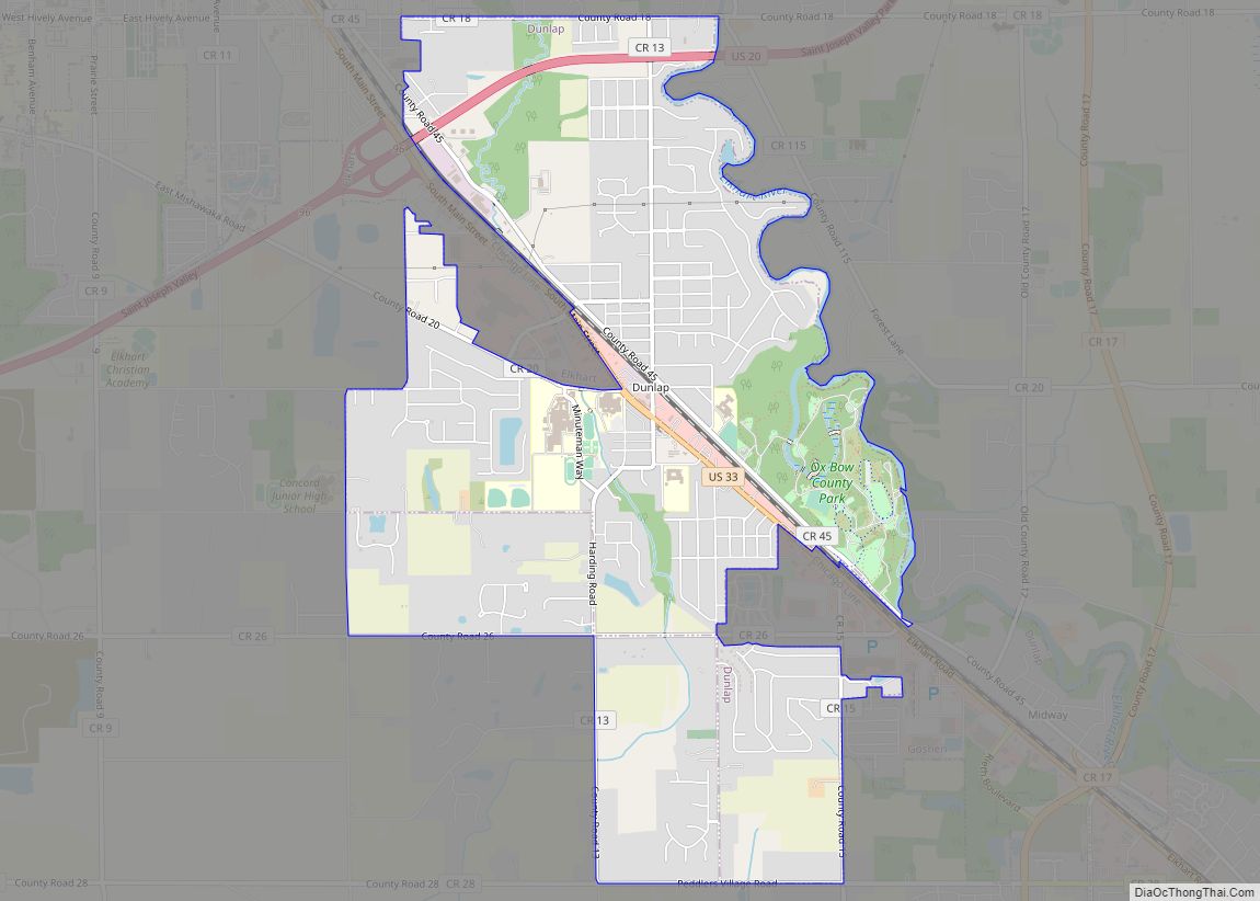 Map of Dunlap CDP, Indiana