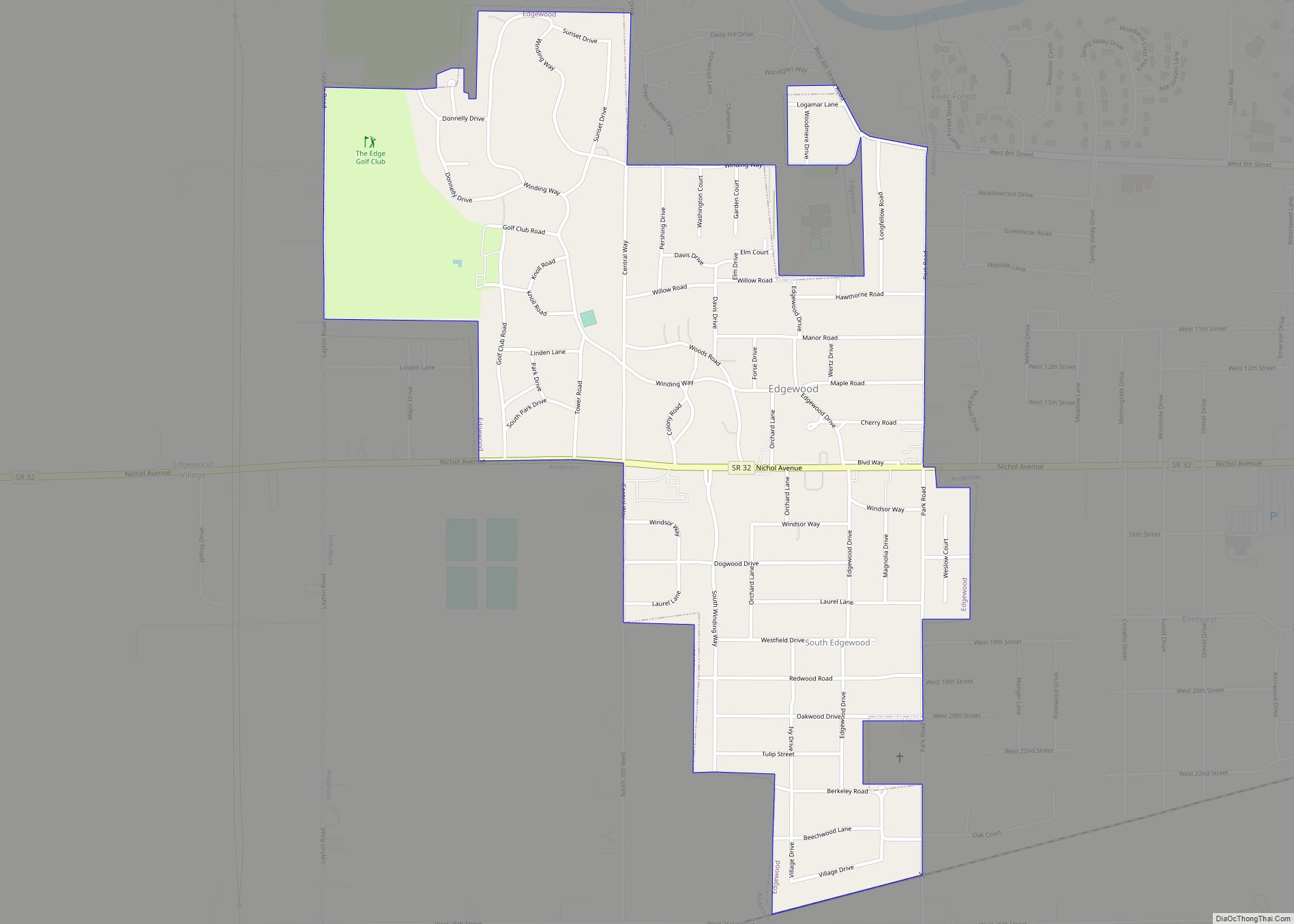 Map of Edgewood town, Indiana