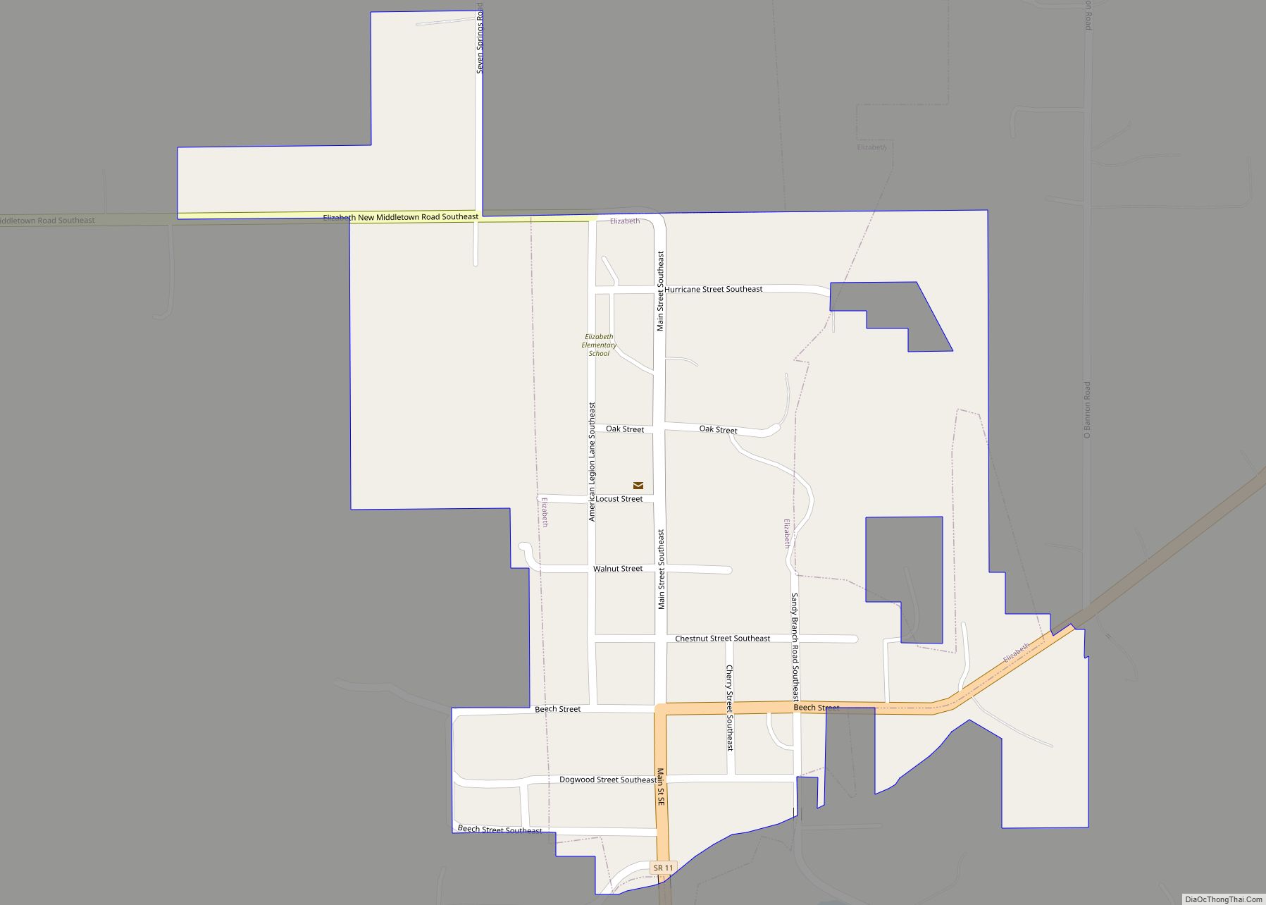 Map of Elizabeth town, Indiana