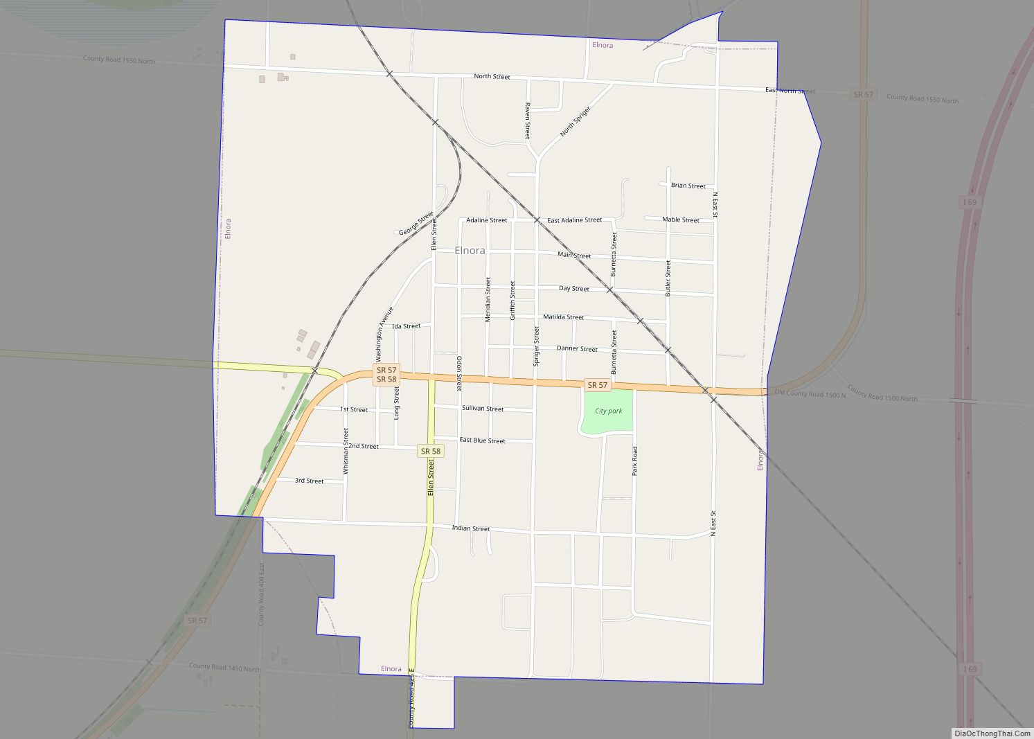 Map of Elnora town