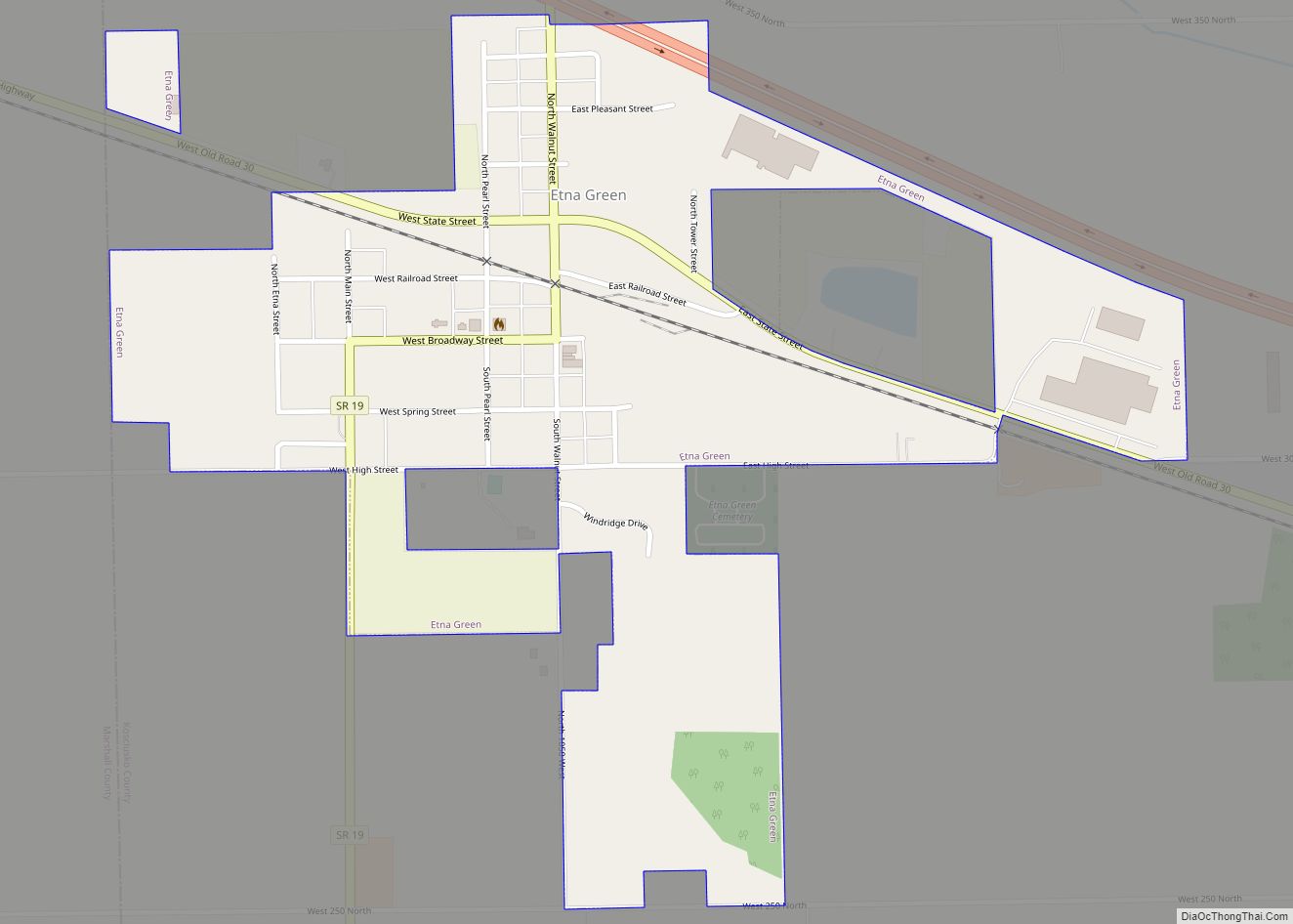 Map of Etna Green town