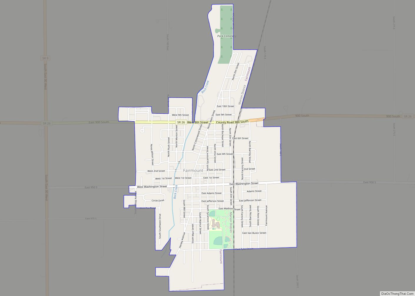 Map of Fairmount town, Indiana