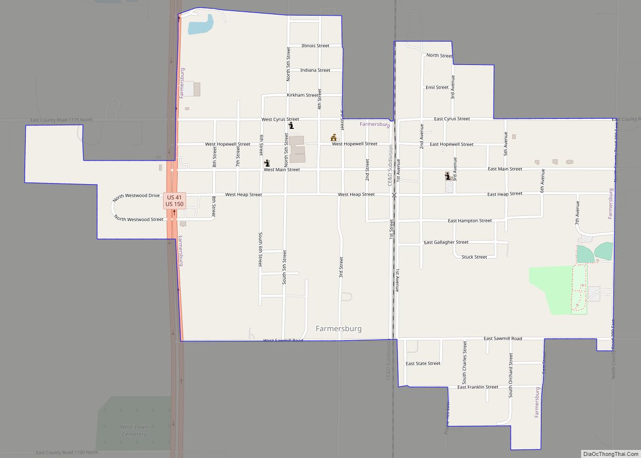 Map of Farmersburg town, Indiana