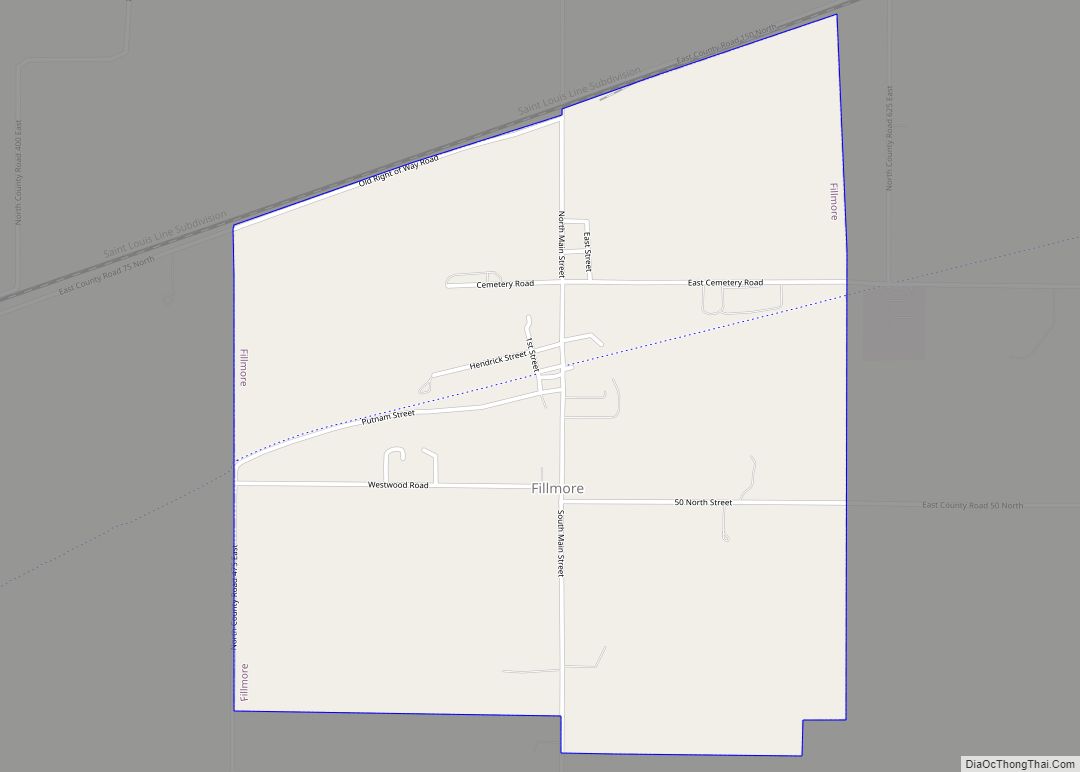 Map of Fillmore town, Indiana