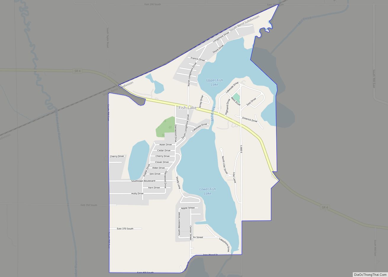Map of Fish Lake CDP, Indiana