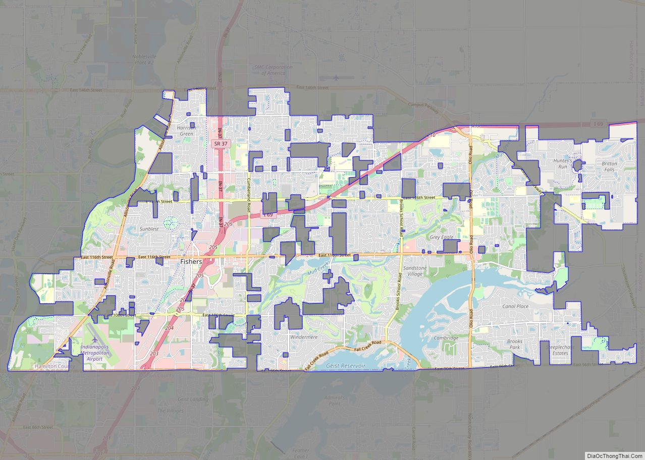 Map of Fishers city