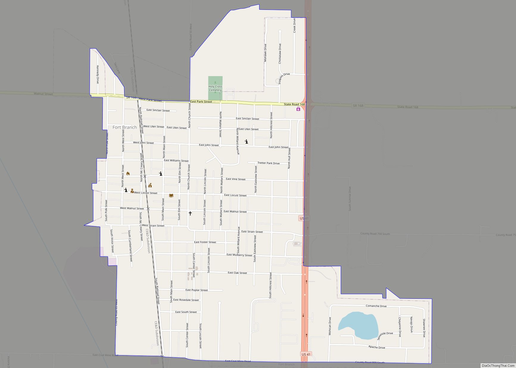 Map of Fort Branch town