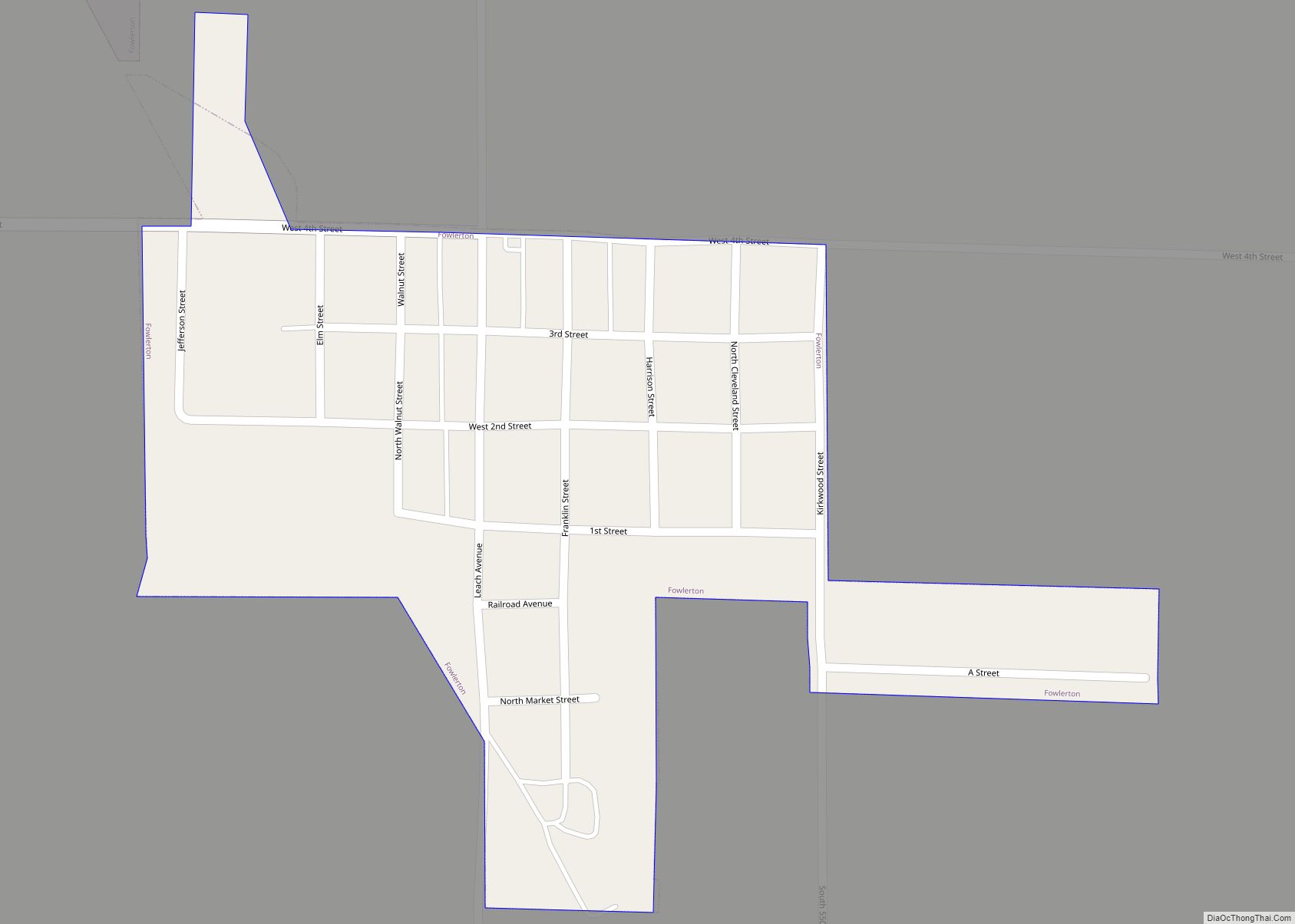 Map of Fowlerton town, Indiana