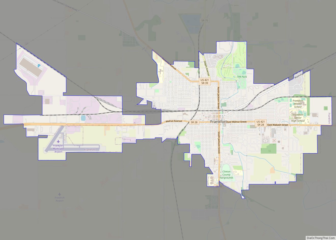 Map of Frankfort city, Indiana