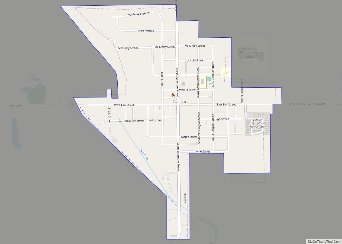 Map of Gaston town, Indiana