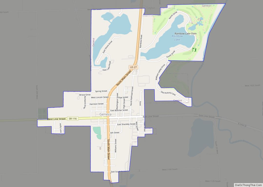 Map of Geneva town, Indiana