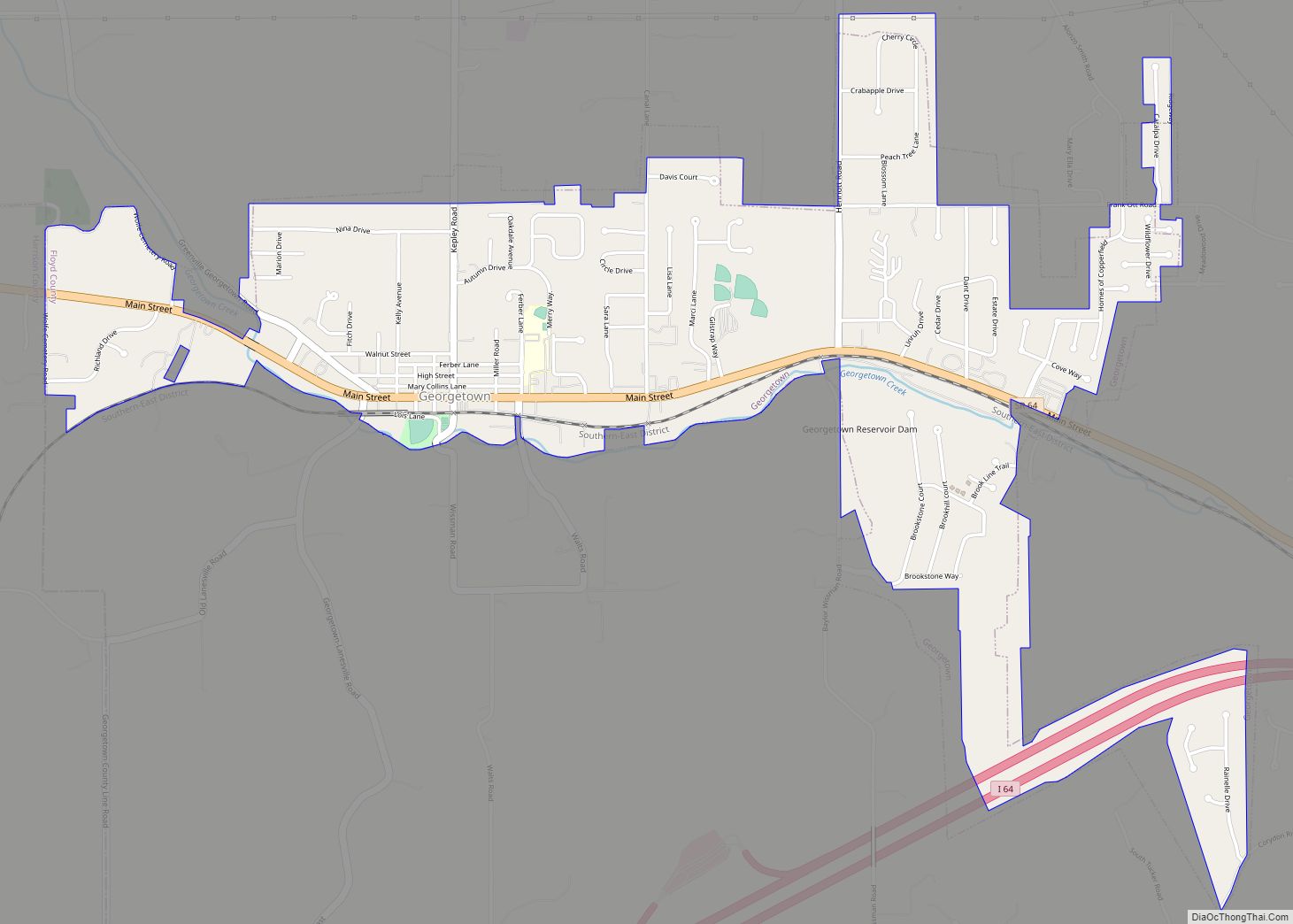 Map of Georgetown town, Indiana