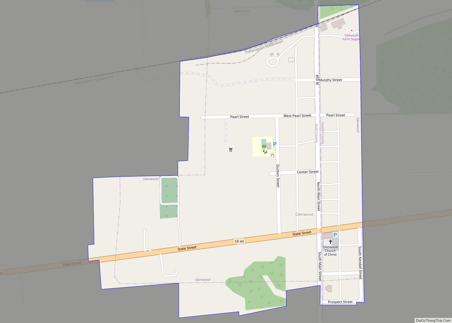 Map of Glenwood town, Indiana