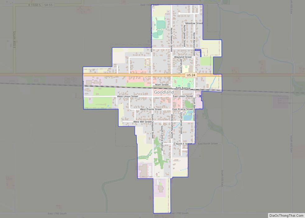 Map of Goodland town, Indiana