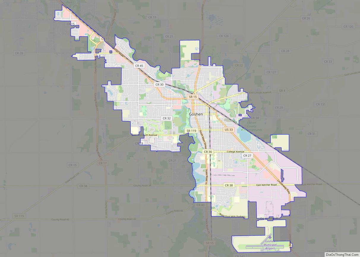 Map of Goshen city, Indiana