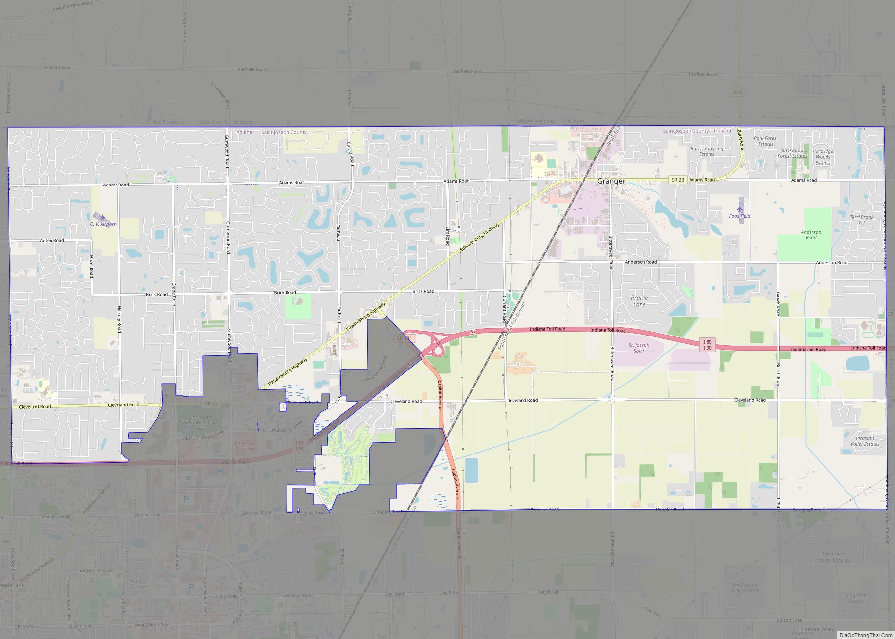 Map of Granger CDP, Indiana