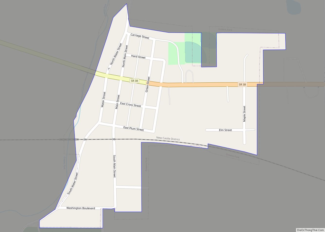 Map of Greens Fork town