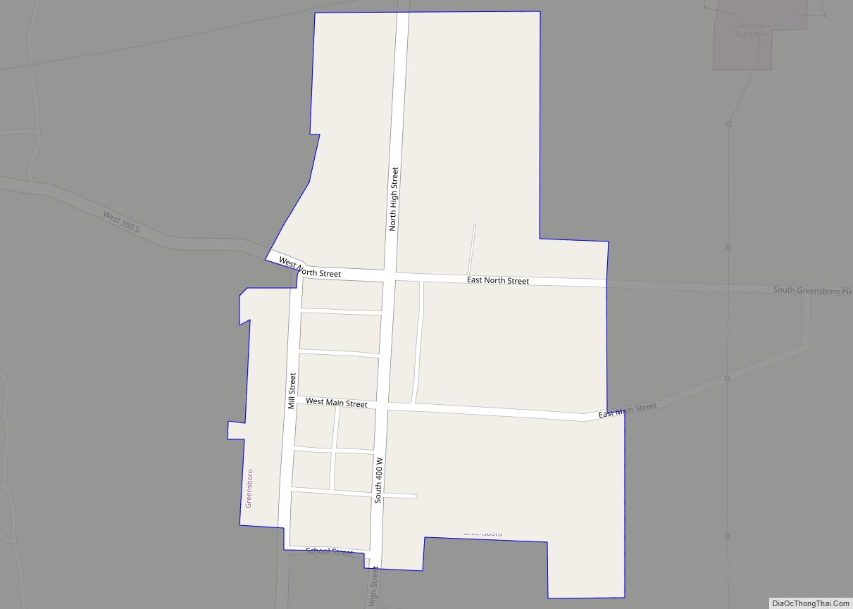 Map of Greensboro town, Indiana