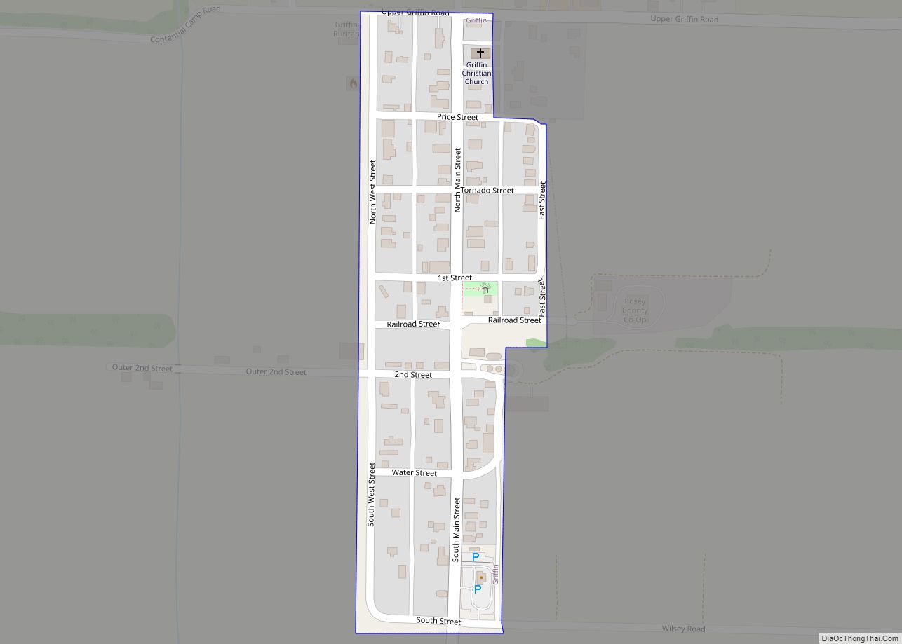 Map of Griffin town, Indiana